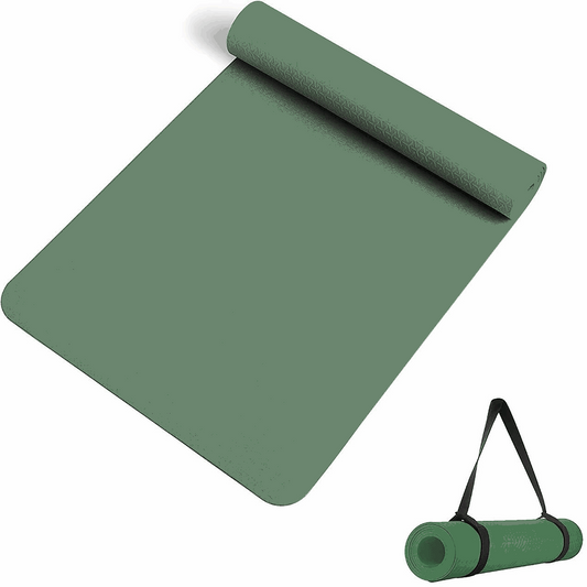 Synco 4mm Yoga Mat with Carrying Strap Color Olive Green
