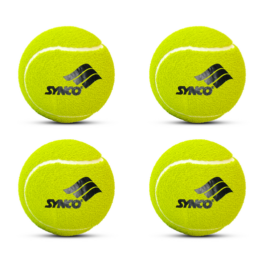 Synco Cricket Tournament Rubber Tennis Ball | Combo Pack of 4 | Color-Neon (Heavy Tennis Balls)