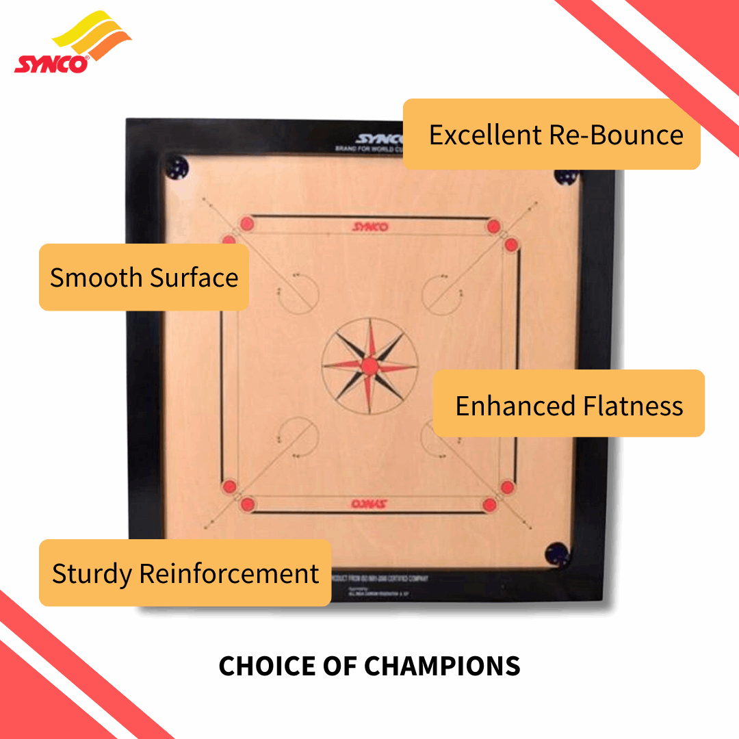 Synco Sellora 4mm Full Size Carrom Board