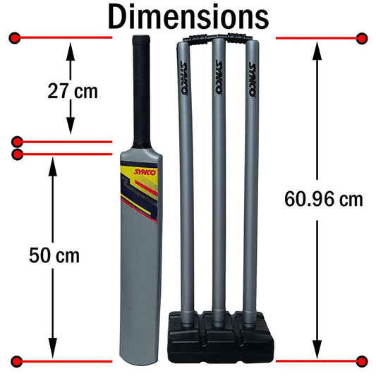 Synco Plastic Cricket Set with Ball Combo for Age Group 12-15 Years Size-5