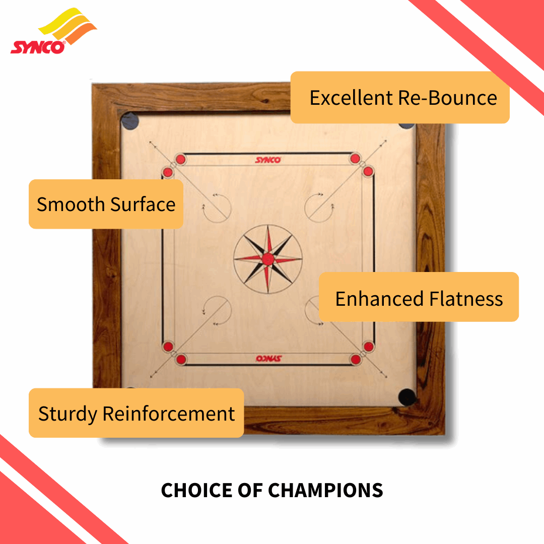 Synco Limited Edition 20 mm Full size carrom board with Free Cover