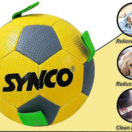 Synco Football with Holding Loops for Dogs - Size 3|Dogs Training Ball | Color- Yellow - 5