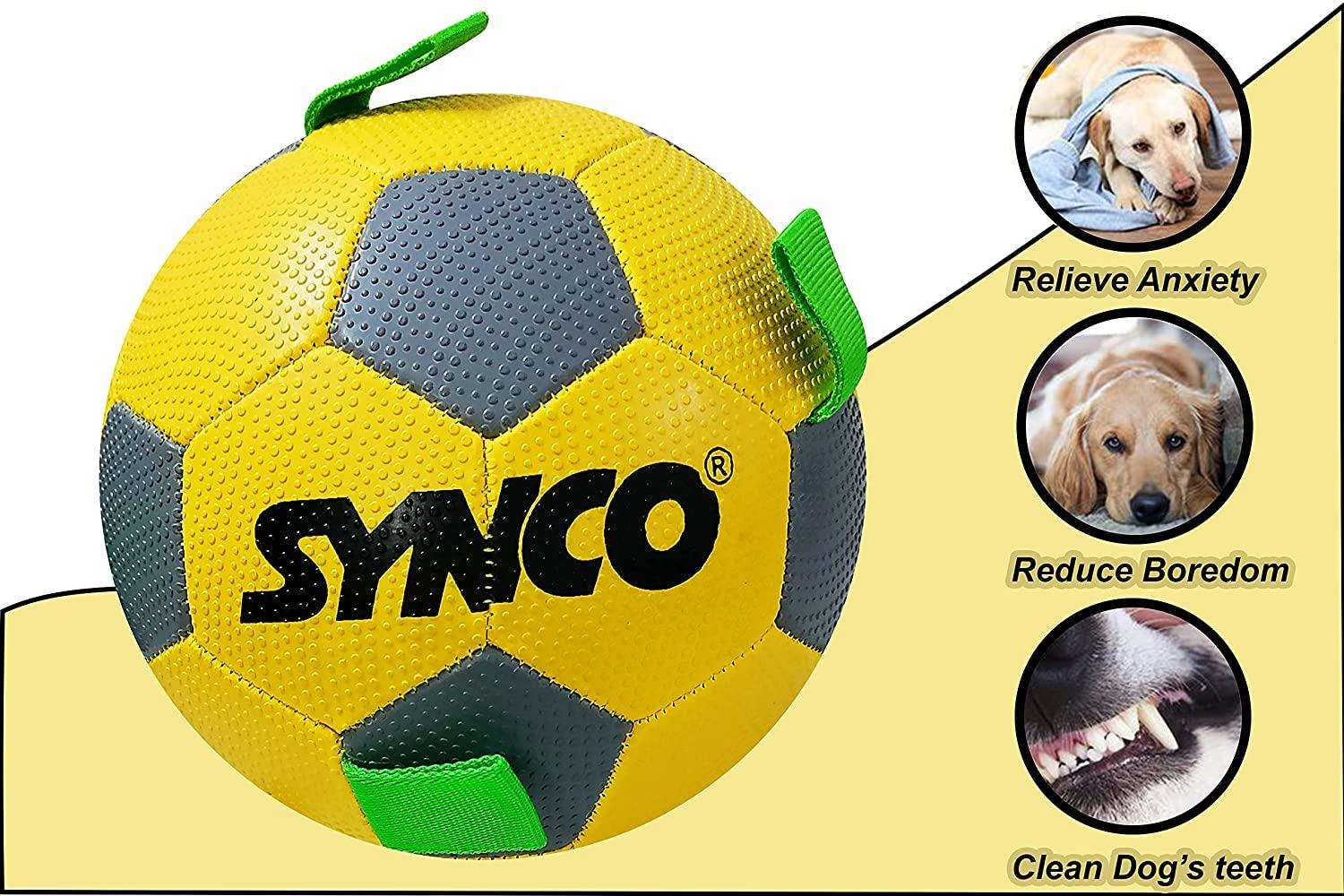 Synco Football with Holding Loops for Dogs - Size 3|Dogs Training Ball | Color- Yellow - 5