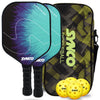 Synco Pickleball Paddle Set Lightning Blue | 2 Pickleball Rackets and 4 Pickleballs with Carry Bag | Fiberglass Lightweight Racket with Cushion Comfort Grip