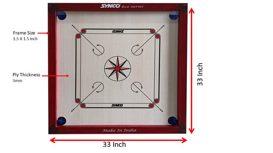 Synco Eco 33X33 inch Light weight Full size carrom board