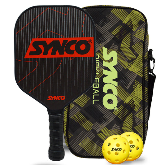 Synco Pickleball paddle fiberglass carbonium with 2 pickleball balls
