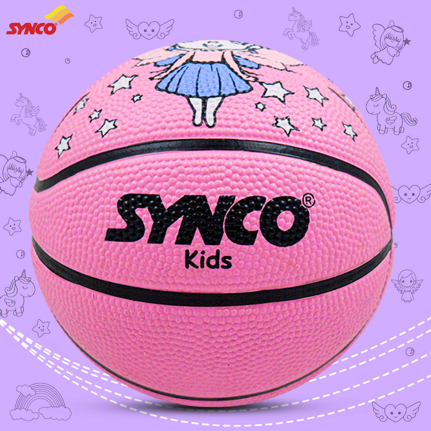 Synco angel pink Kids Rubber Basketball front
