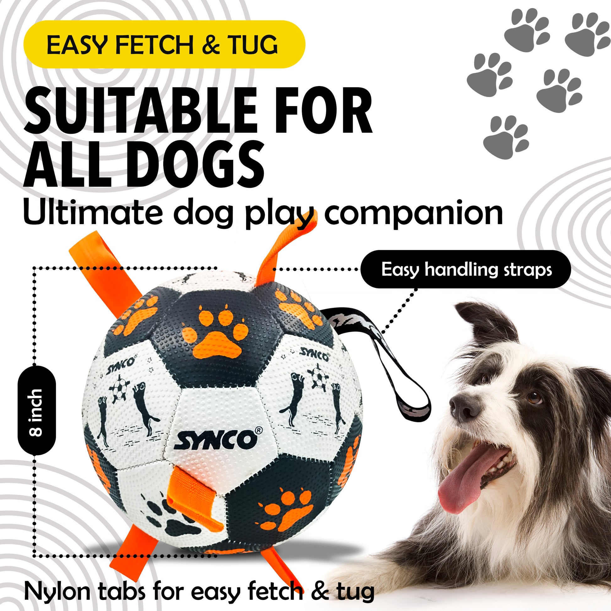 Synco Dog Toy Football Graphic Orange  suitable all dogs