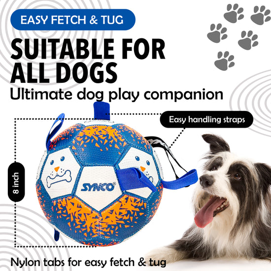 Synco Dog Toy Footballs with Blue Holding Loops dogs friendly