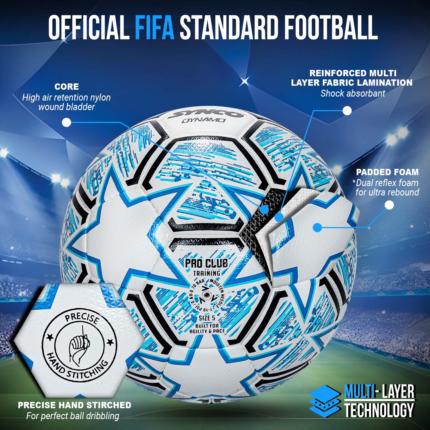 Synco Dynamo Football FIFA Quality Pro Certified Multilayer Technology