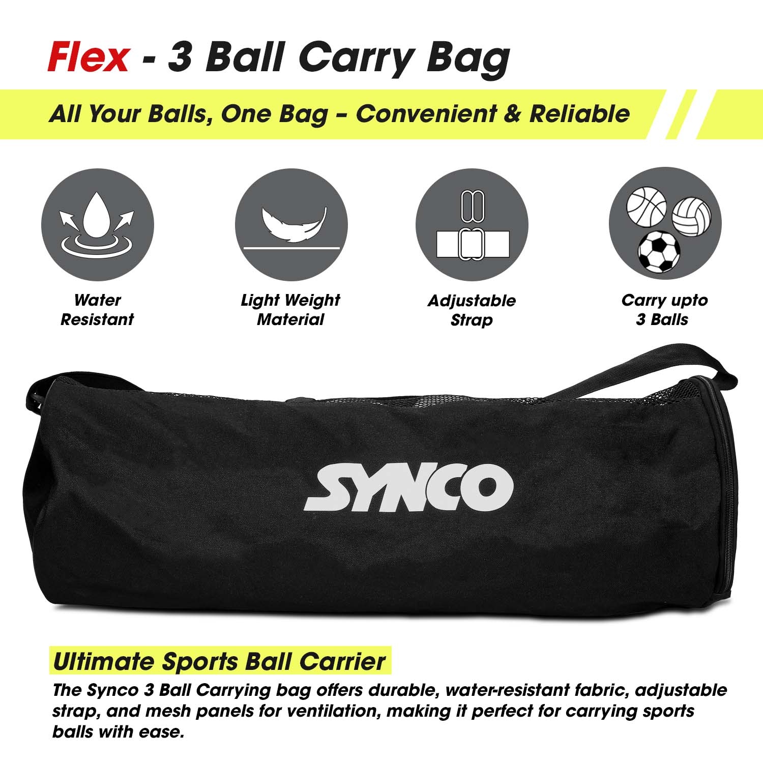 Synco Flex 3 Ball Carrying sports S Black features benifits