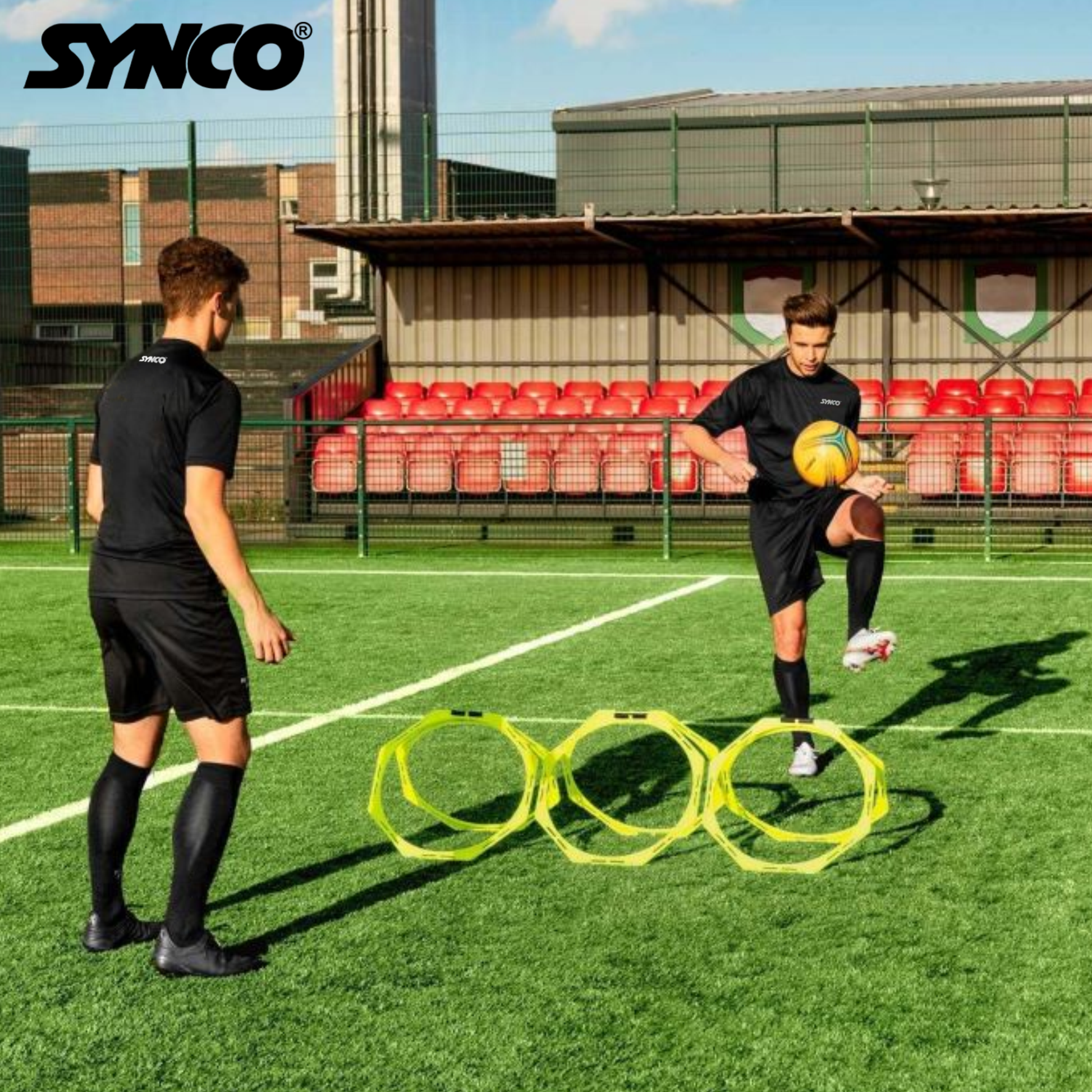 Synco yellow Hex Hoop ring set of 6