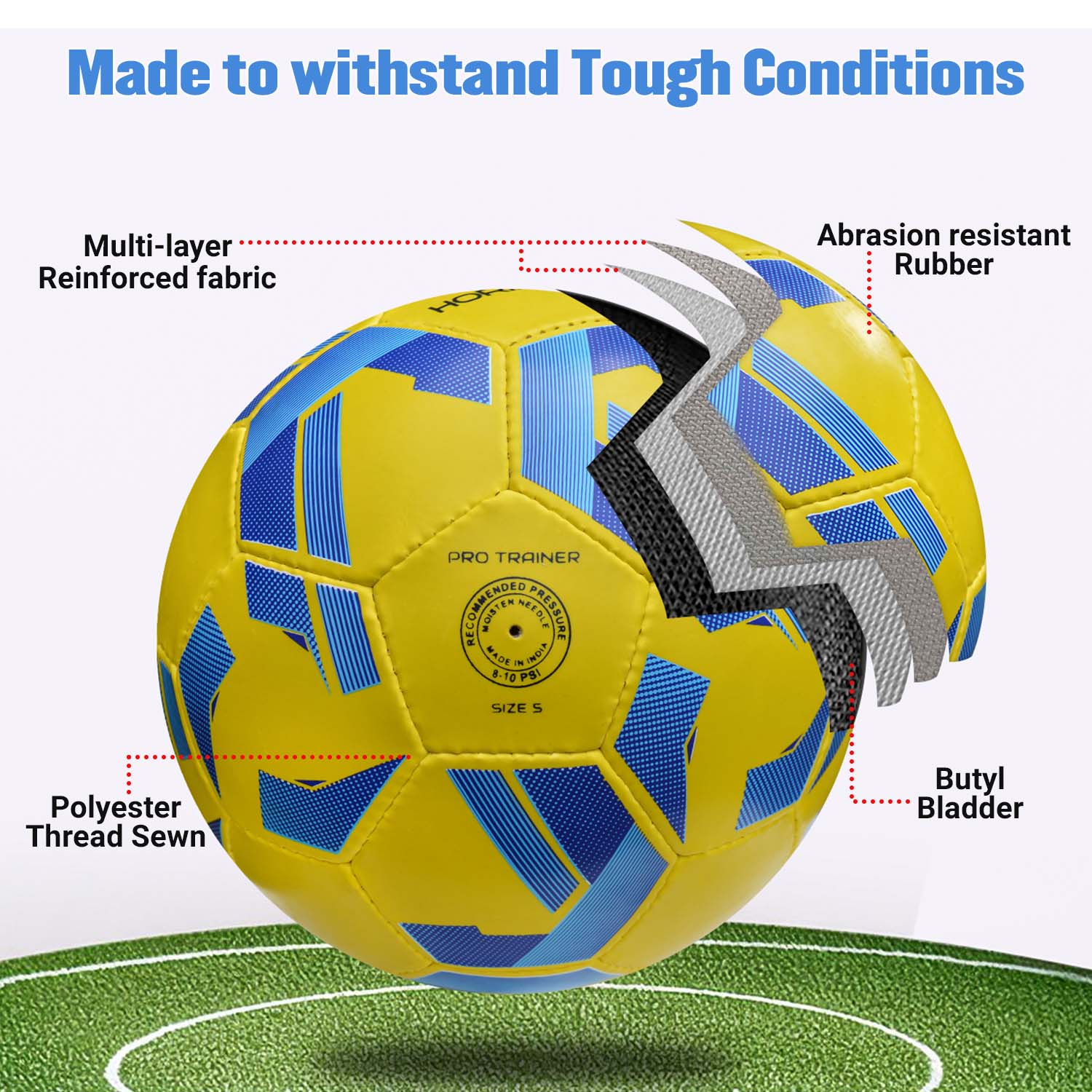 Synco Horizon Club football Rubber Hand Stitched construction