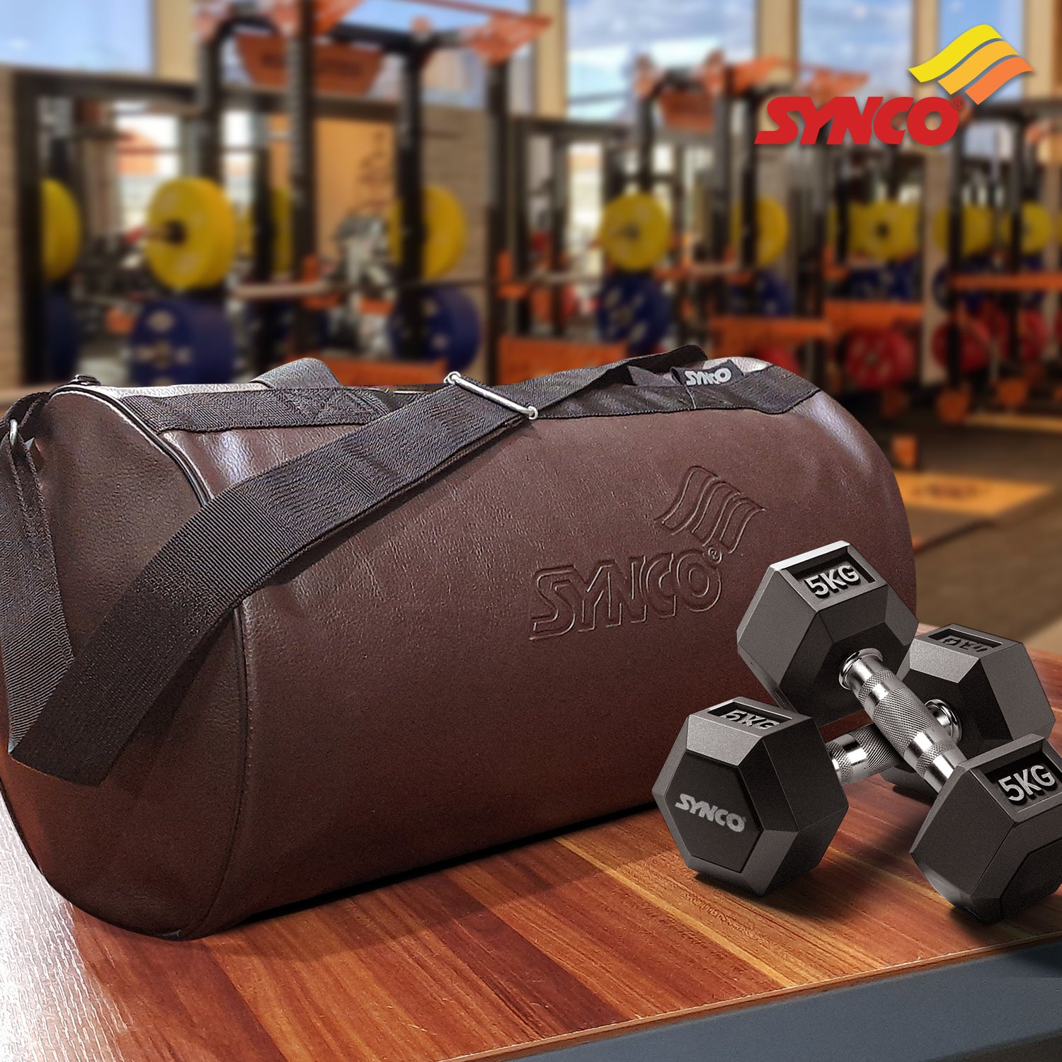 Synco Leather Gym bag brown