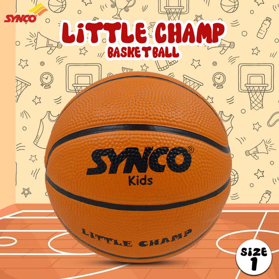 Synco Little Champ Kids Rubber Basketball orange front Size 1