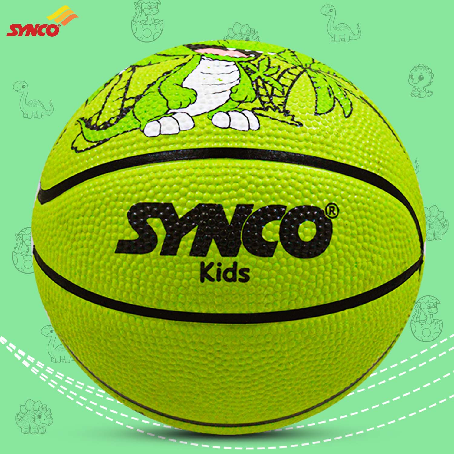 Synco Little Champ Kids Rubber Basketball front green