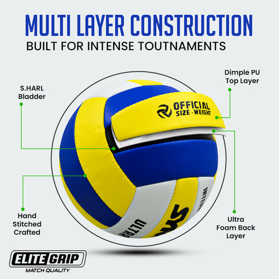 Synco Sports multi layer design yellow blue Volleyball