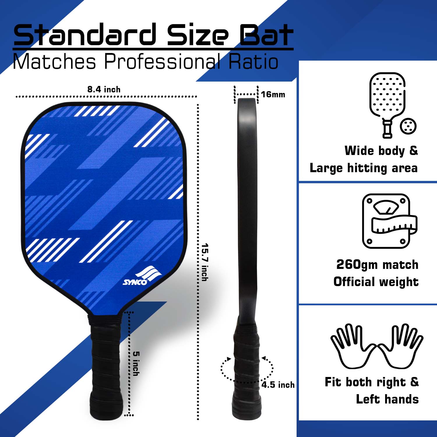 Synco PickleBall Paddle slash Blue Durbaility