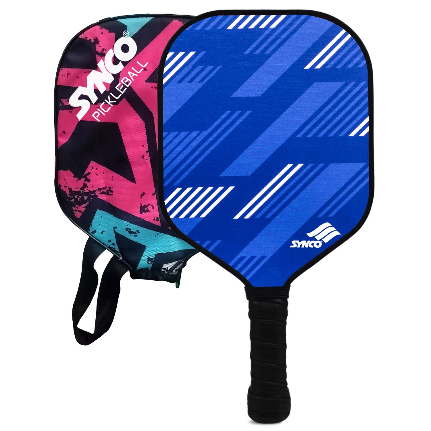 Synco PickleBall Paddle slash Blue Set with cover front