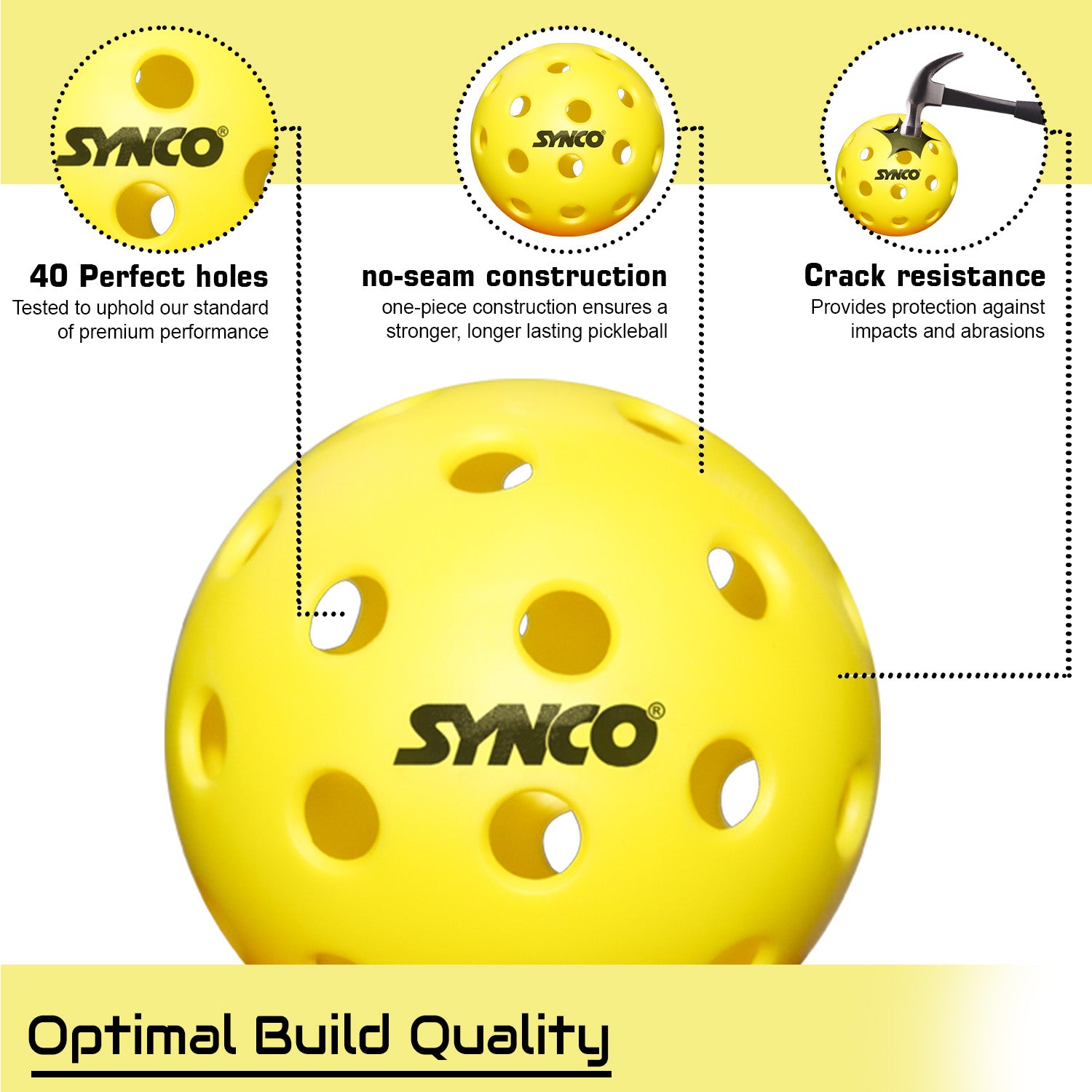 Synco Pickleball Ball S26 optimal build quality