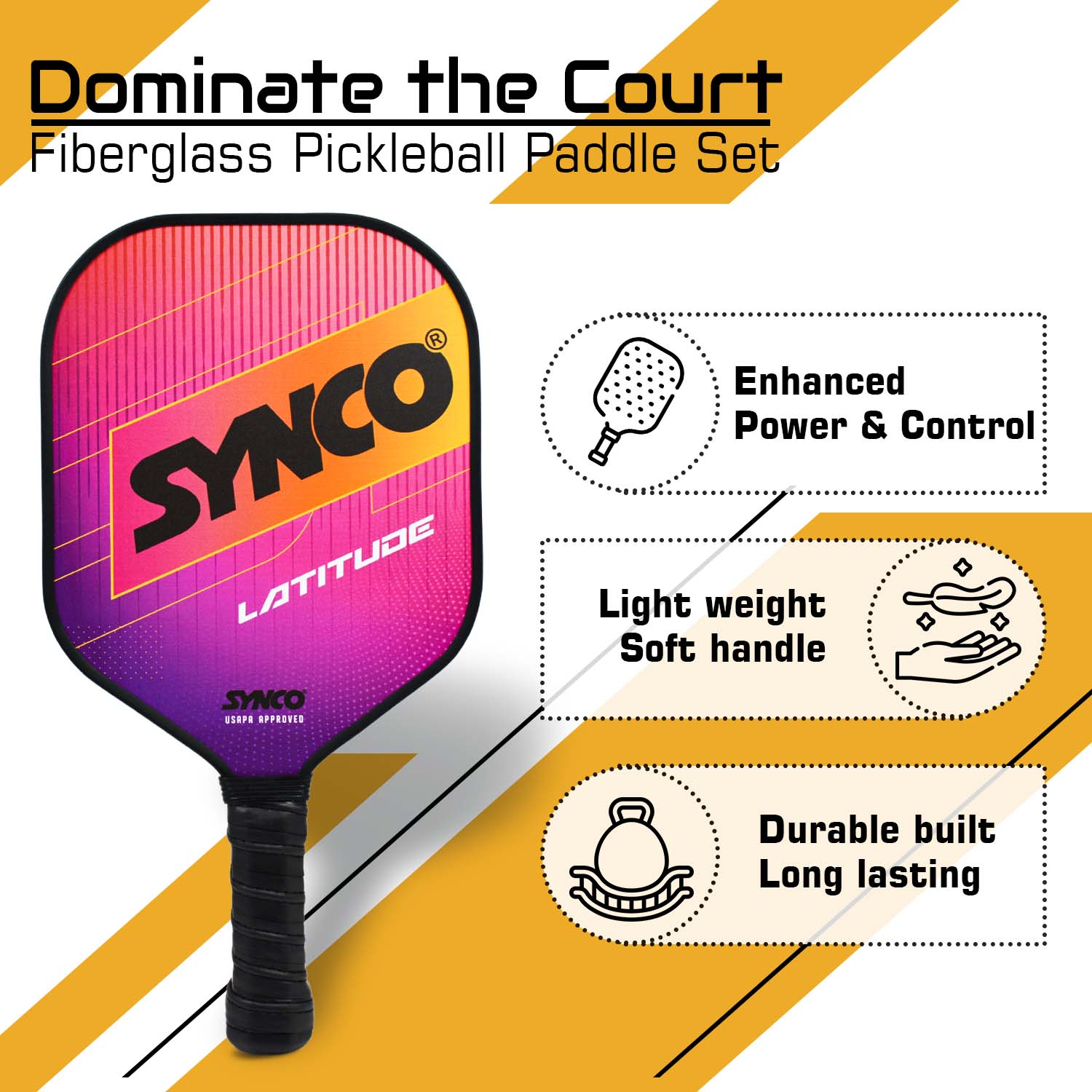 Synco Pickleball Paddle Set Latitude Pink benifits