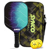 Synco Pickleball Paddle Set Lightning Blue 2 Pickleball Rackets and 4 Pickleballs with Carry Bag Fiberglass Lightweight Racket