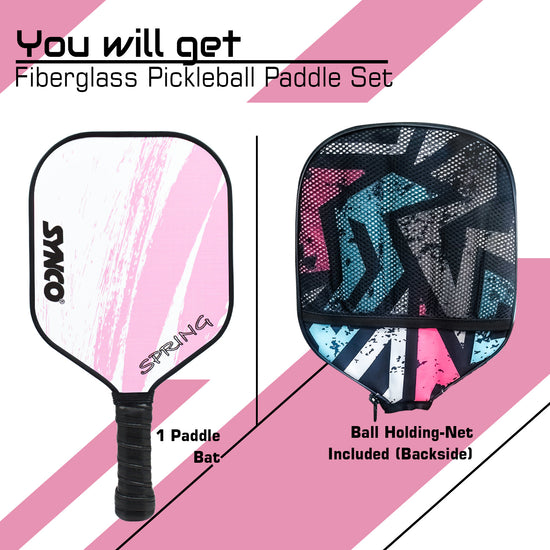 Synco Pickleball Paddle Set Spring Pink with holding bag