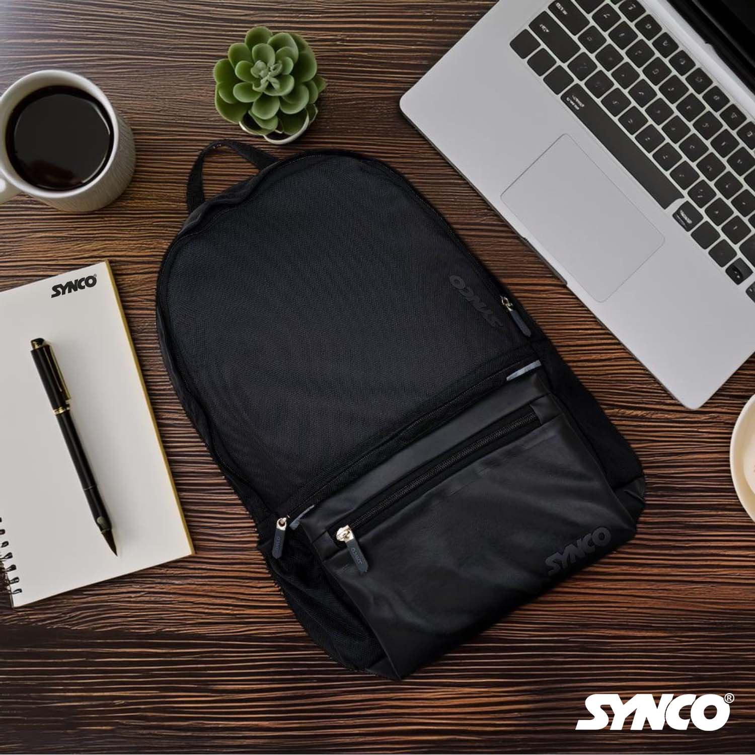 Synco Premia Laptop Backpack (M) Black front