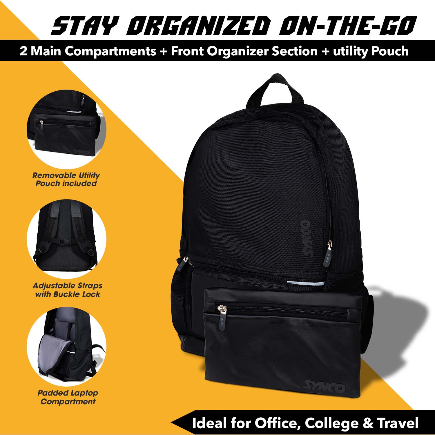 Synco Premia Laptop Backpack (M) Black benifits