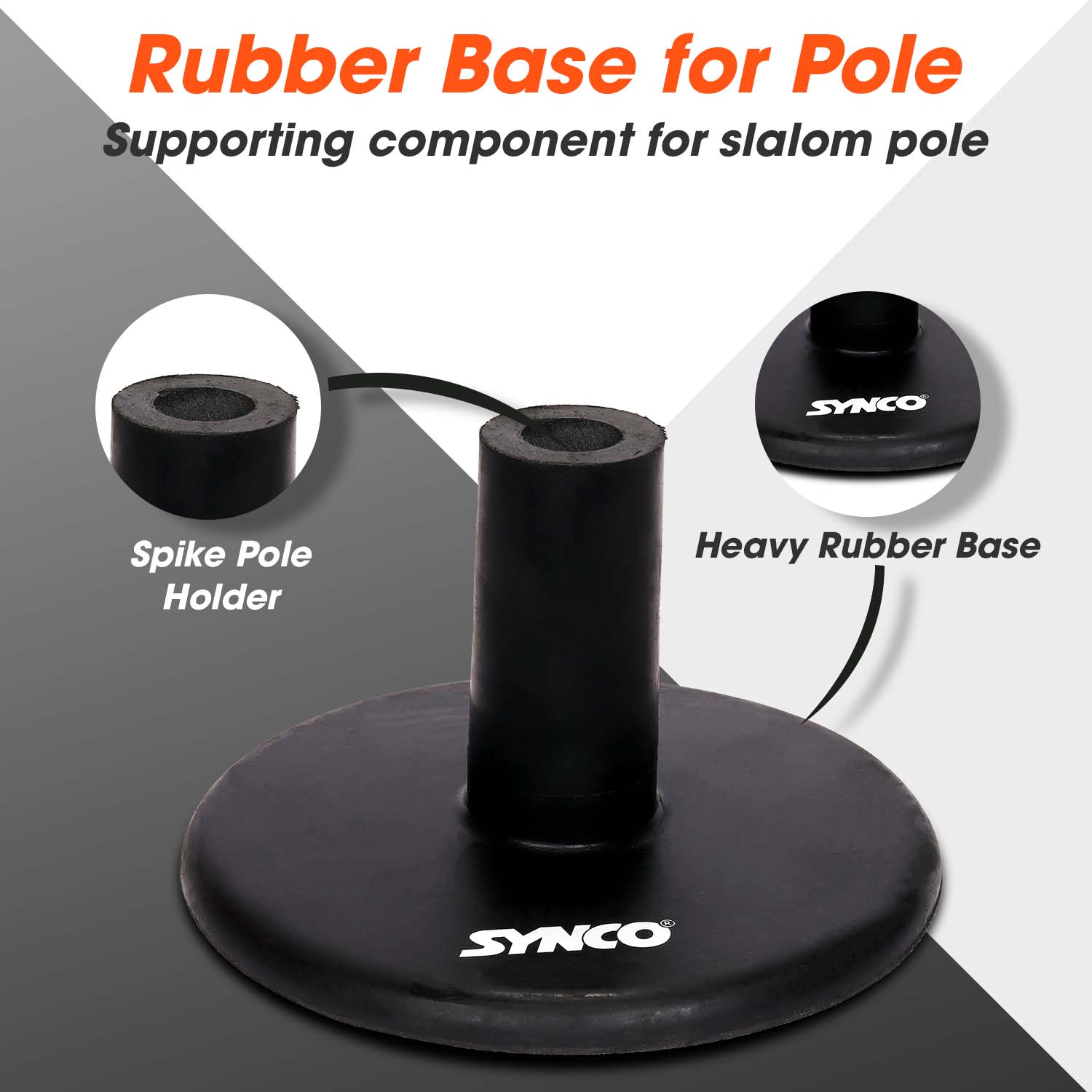 Synco Rubber Base for Spiked Pole Black strong build