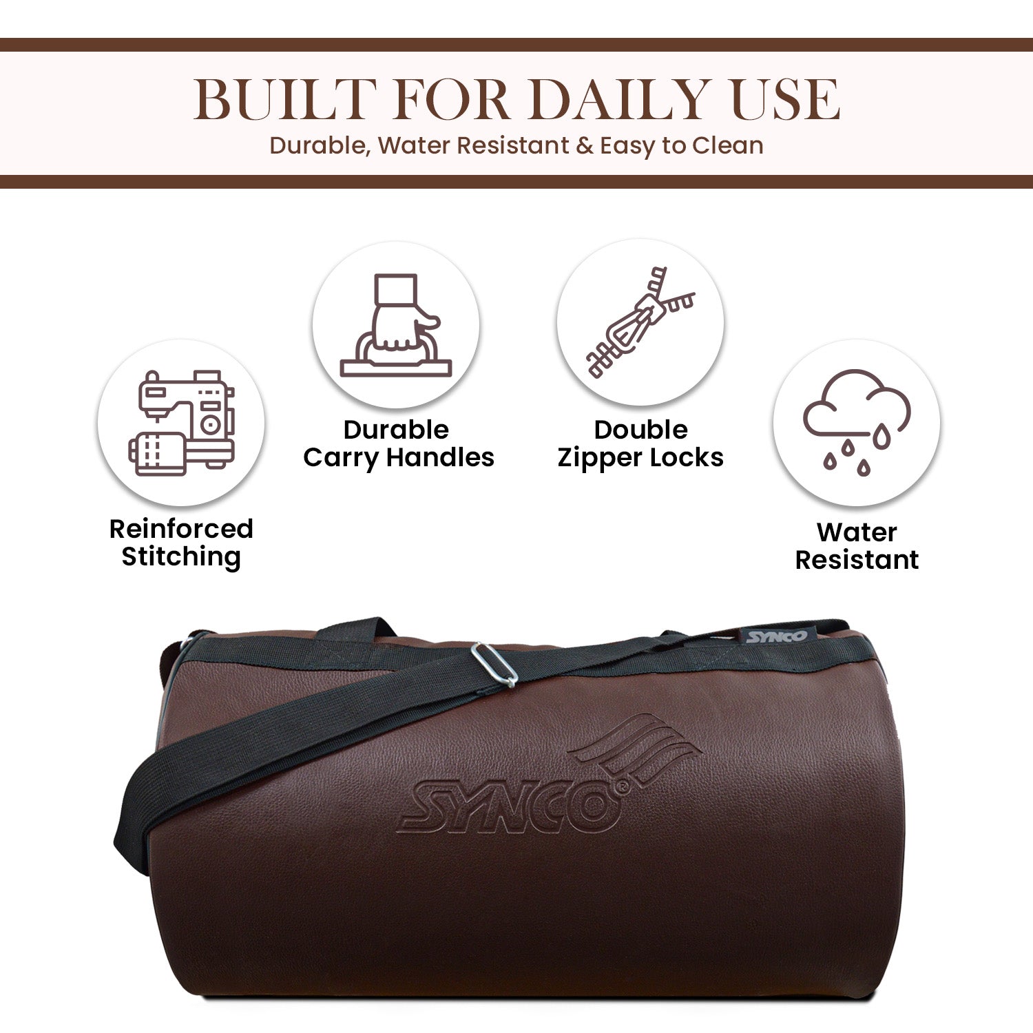 Synco brown leather casual bag benifits durability