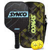 Synco fiberglass carbonium blue  pickleball paddle set with 2 pickleball ball