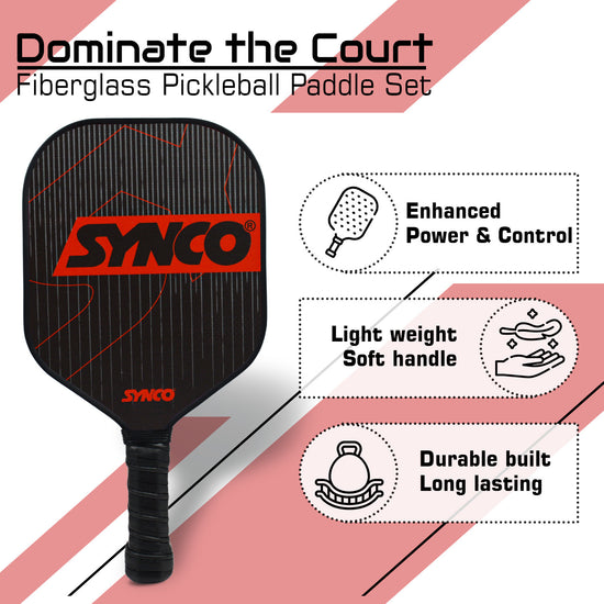 Synco pickleball paddle carbonium red fiberglass benifits