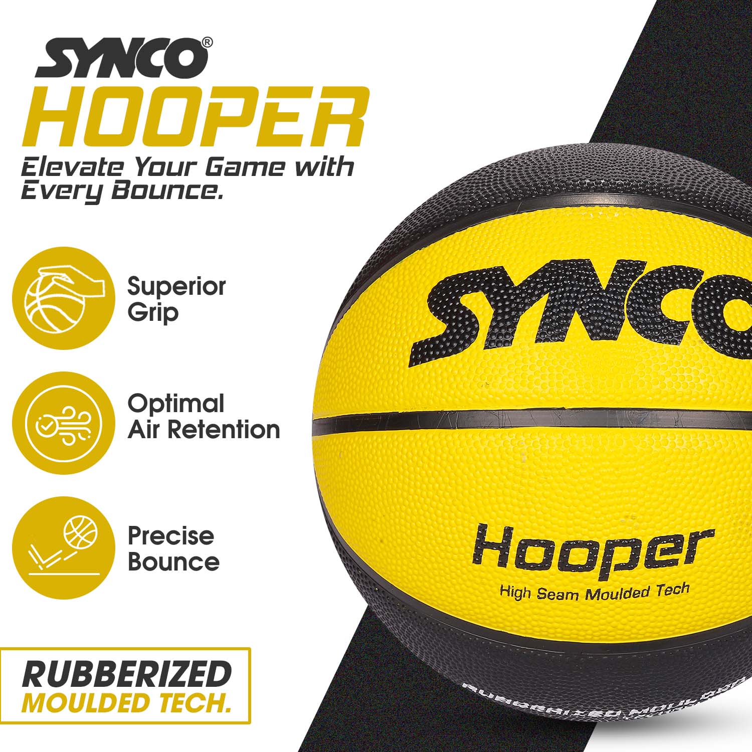 Synco hooper series  yellow black basketballs features