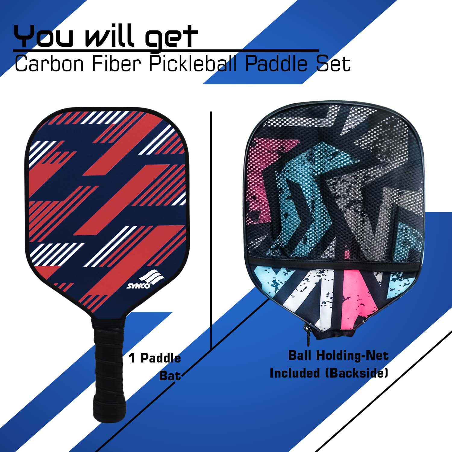 Synco red PickkleBall Paddle With Holding net