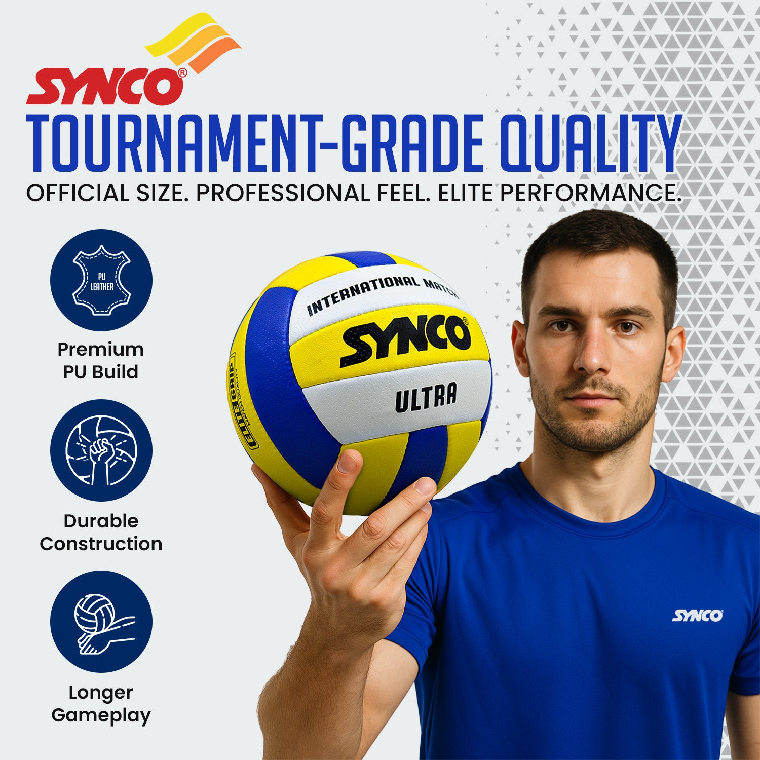 Synco ultra blue yellow volleyball feature built quality