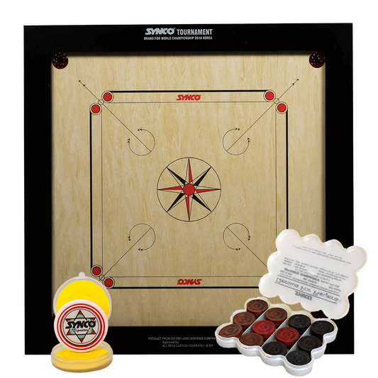 Synco Tournament Carrom Board 20mm ( Includes Synco Genius <br> for Players coin set and <br> Signature Striker ) - 1
