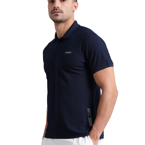 Synco Zen Polo Tshirt for Men in blue colour  side front