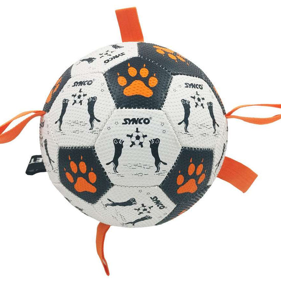 Synco Dog Toy Football Graphic Orange with Holding Loops | Dog Ball Size-3 | Dog Toy Ball