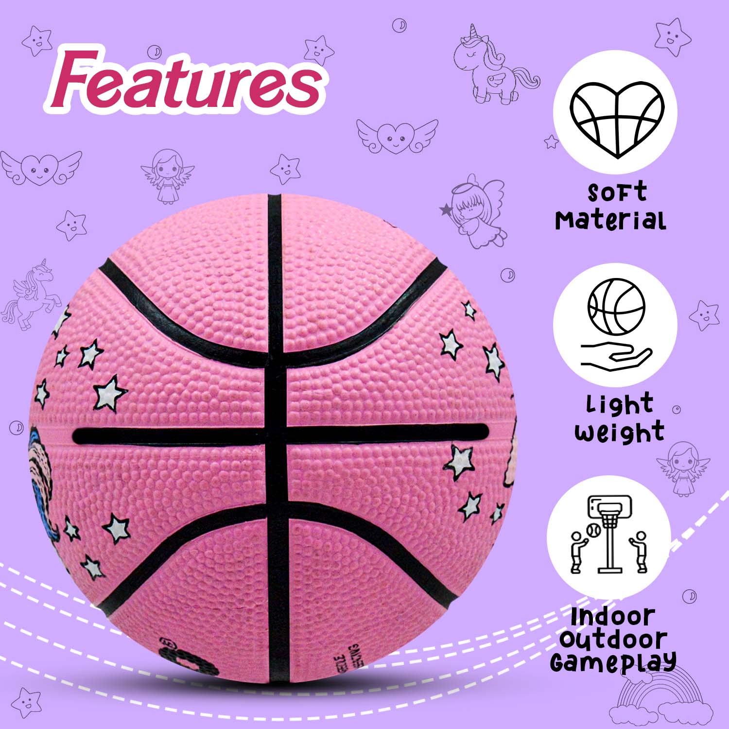 Synco Kids angel pink Rubber Basketball featuress