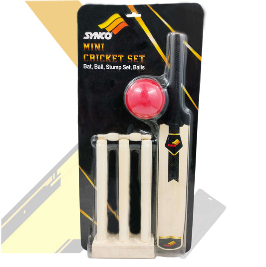 Synco Wooden Mini Cricket Set with one bat,Three Stumps <br>wickets and 1 Ball for Kids - 1