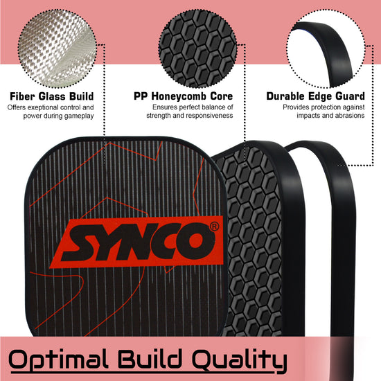 Synco pickleball paddle carbonium red optimal build quality