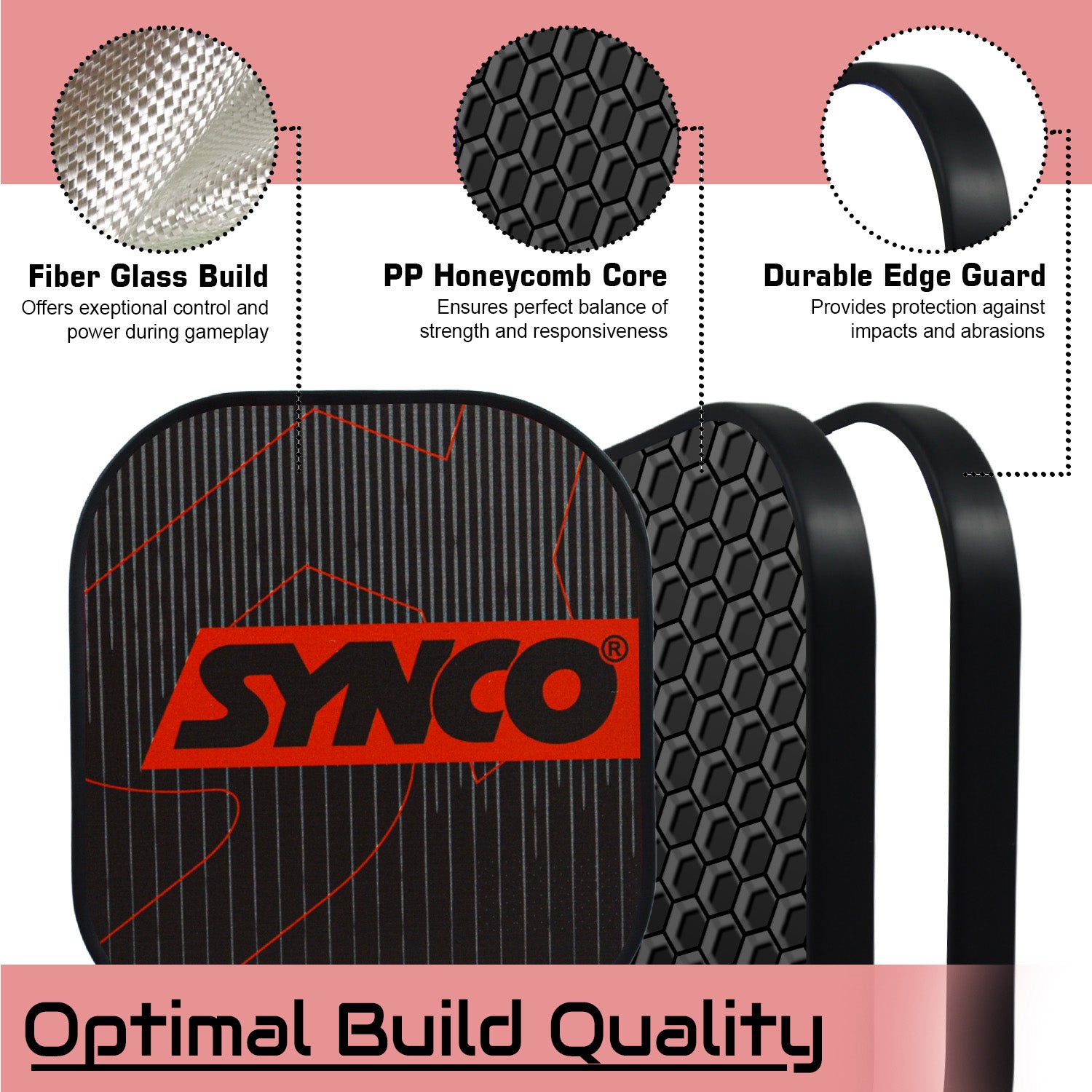 Synco pickleball paddle carbonium red optimal build quality