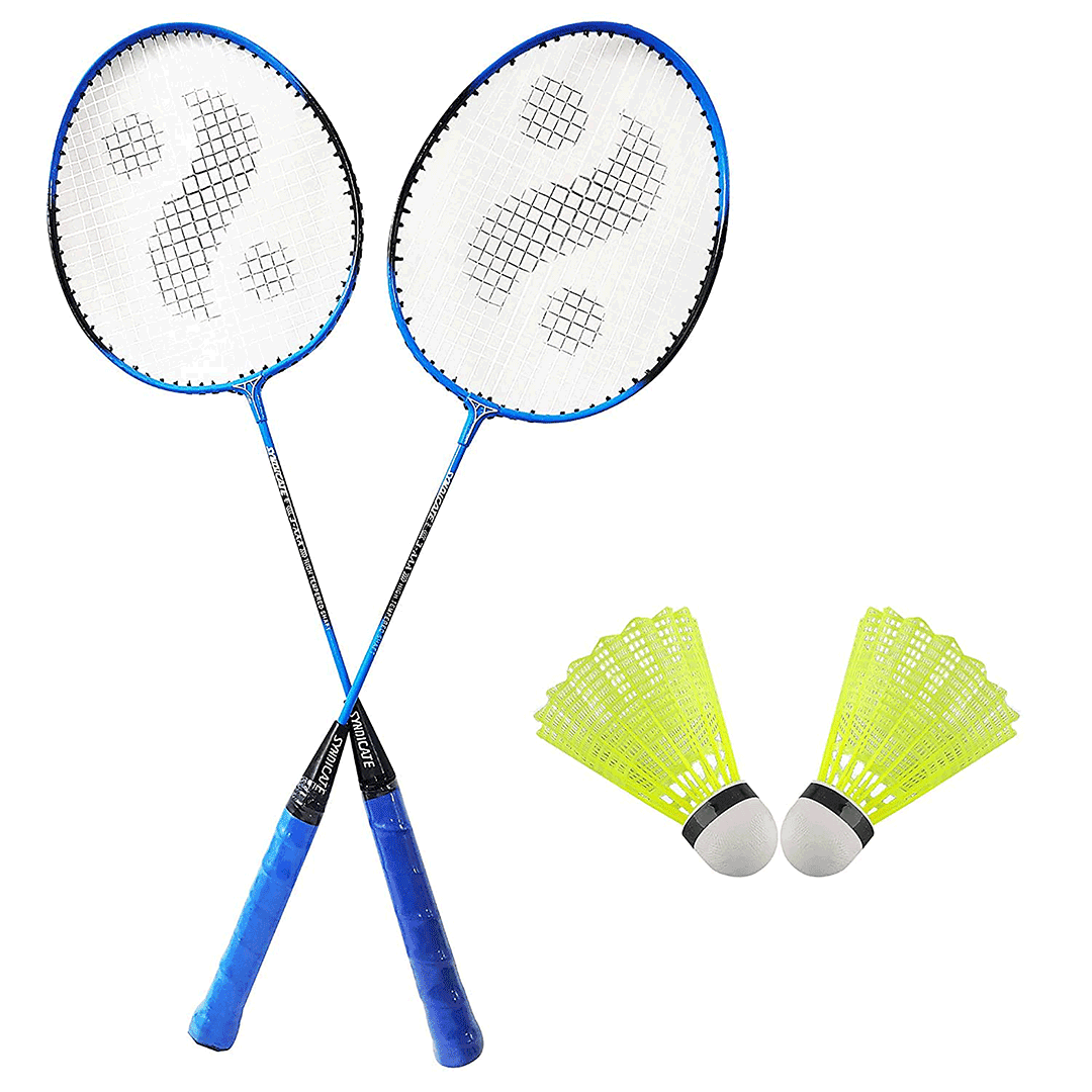 Buy Synco Aluminum Blend Badminton-Racket, Set of 2 with Two Shuttles, with Full-Cover (Assorted) Online
