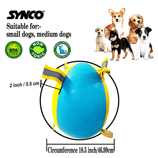 Synco Reflex Dog Ball Yellow with Holding Loops - Size 3| Dog Toy| Dog Ball| Chew Toy (Yellow)