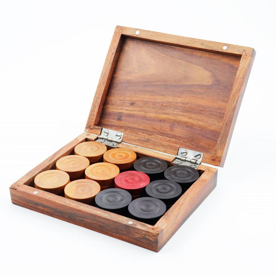 Synco Premia Carrom Board Coins in Sheesham wooden Box - 4