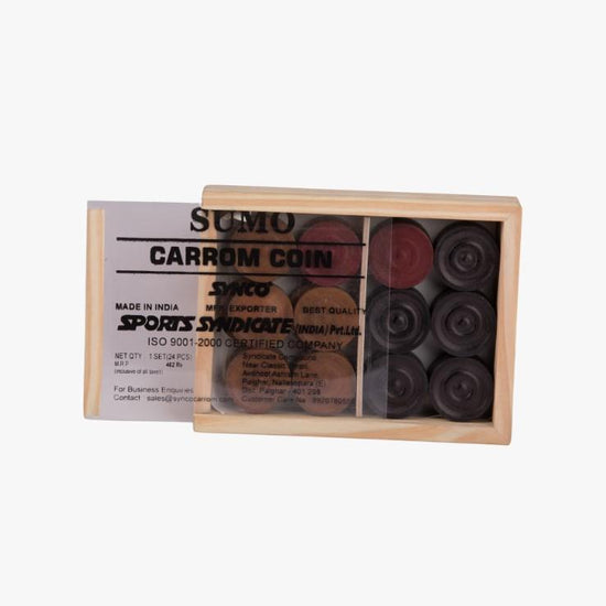 Synco Sumo carrom coins with special wood box - 1
