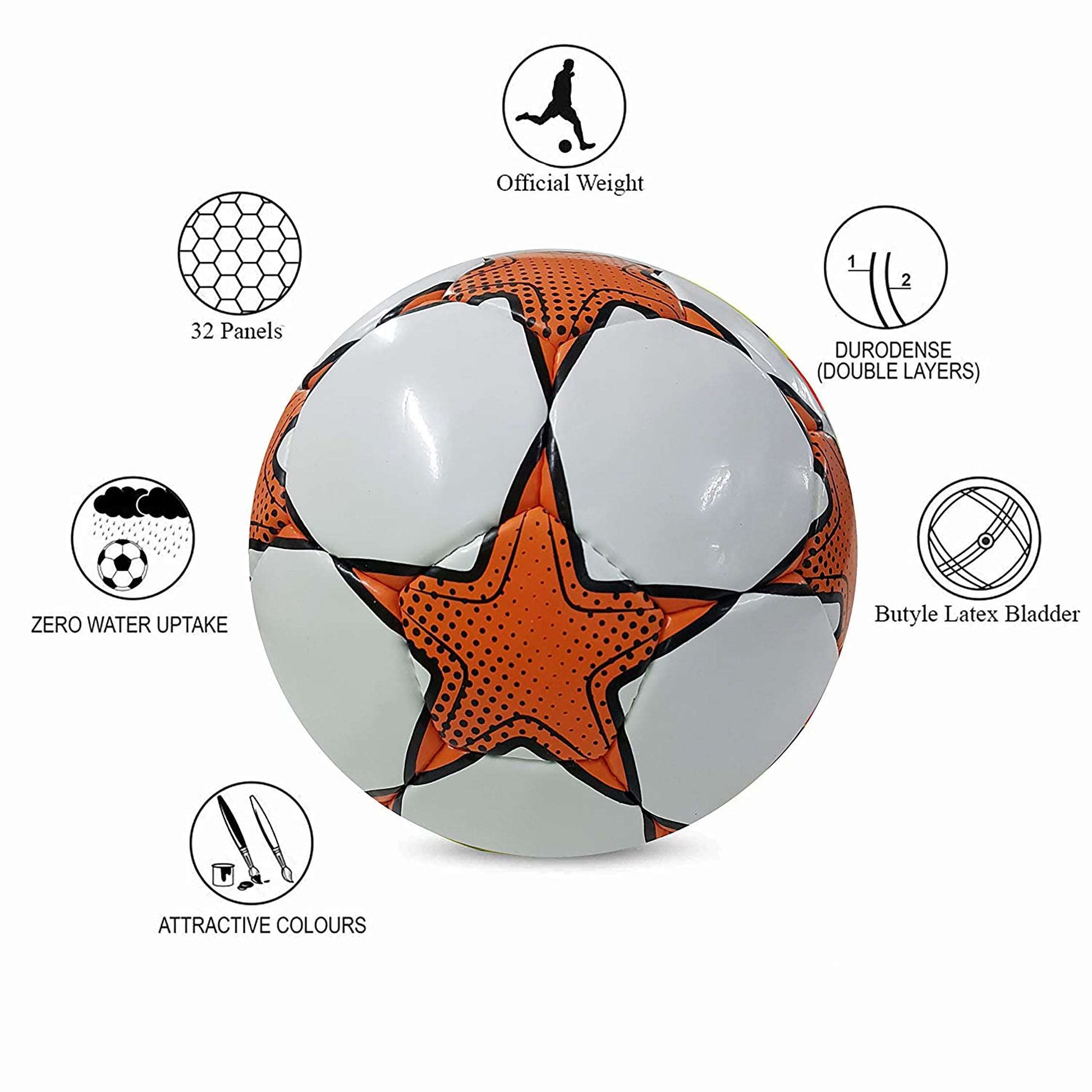 Synco World cup Football/Soccer Ball Size-5 Color-Orange, Pack of 1