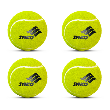 Synco Cricket Tournament Rubber Tennis Ball | Combo Pack of 4 | Color-Neon (Heavy Tennis Balls)