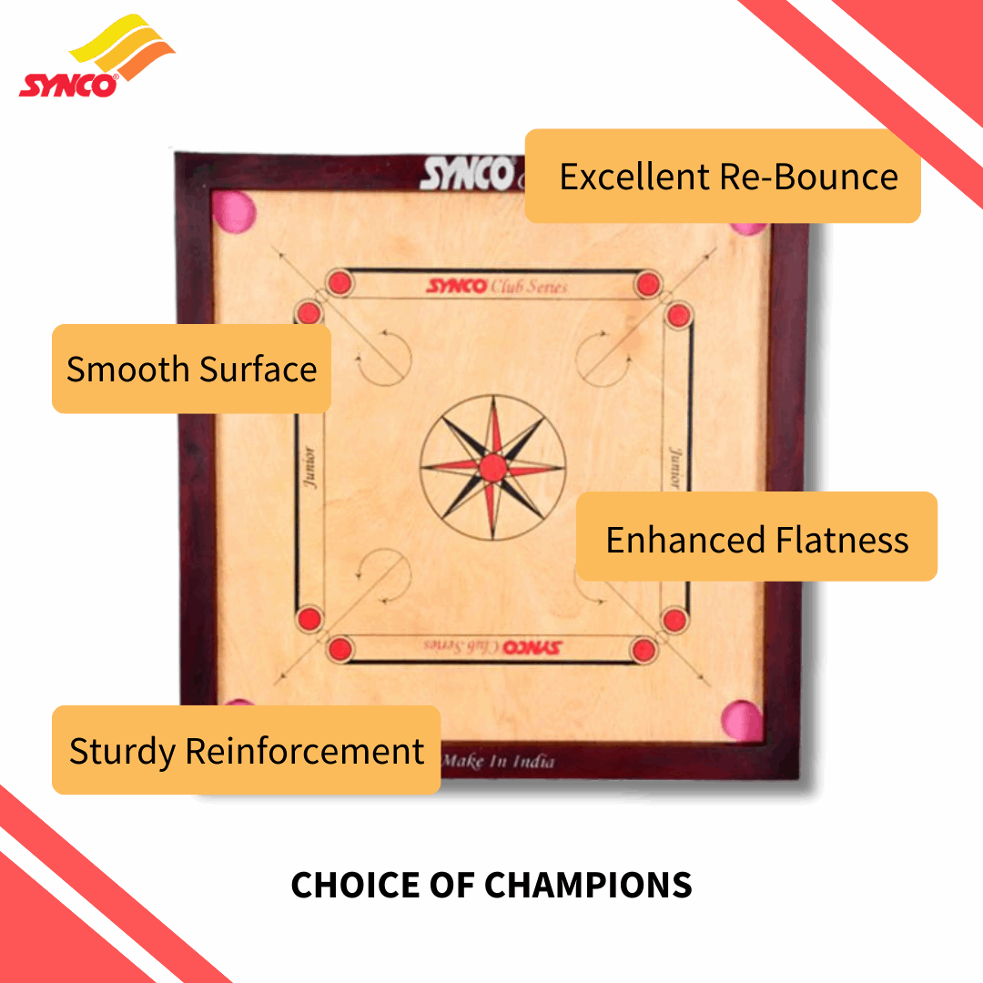 Synco Club Series Junior 24 inch Carrom Board for Kids and Adults